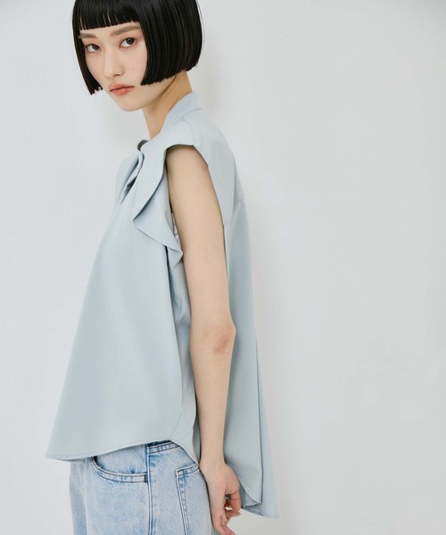 STUDIOUS(ステュディオス)の「French Sleeve Drape Shirt(シャツ/ブラウス・レディース・ホワイト/ブラック/ミント・FREE)」の7枚目の写真