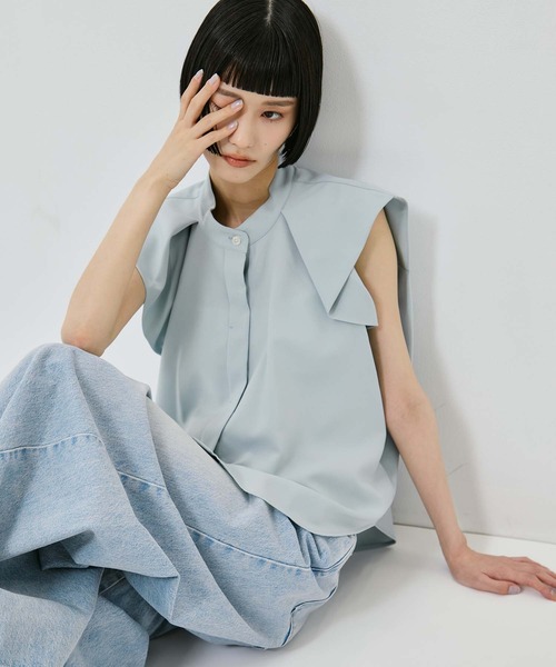 STUDIOUS(ステュディオス)の「French Sleeve Drape Shirt(シャツ/ブラウス・レディース・ホワイト/ブラック/ミント・FREE)」の8枚目の写真