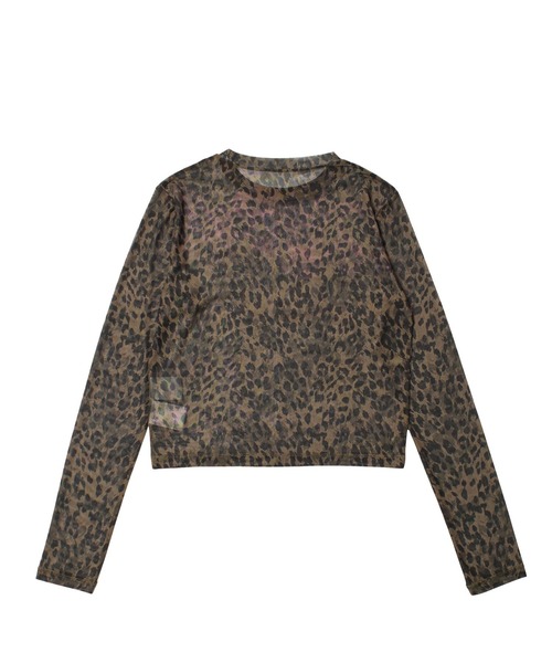 X-girl(エックスガール)の「SPRAY LOGO MESH L/S COMPACT TOP(Tシャツ/カットソー・レディース・ベージュ/マルチ・ONE SIZE)」の11枚目の写真