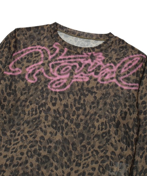 X-girl(エックスガール)の「SPRAY LOGO MESH L/S COMPACT TOP(Tシャツ/カットソー・レディース・ベージュ/マルチ・ONE SIZE)」の12枚目の写真