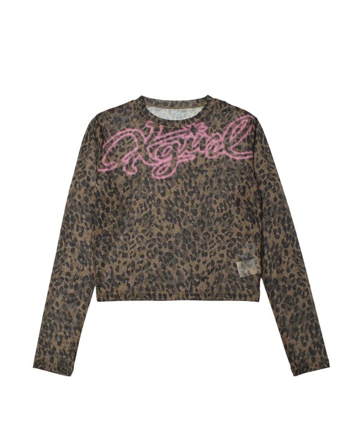 X-girl(エックスガール)の「SPRAY LOGO MESH L/S COMPACT TOP(Tシャツ/カットソー・レディース・ベージュ/マルチ・ONE SIZE)」の17枚目の写真