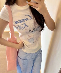 HALEY PESCA/アメリカンレトロ 白猫プリント半袖Tシャツ