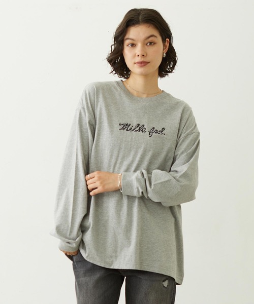 MILKFED.(ミルクフェド)の「ICING LOGO L/S TEE(Tシャツ/カットソー・レディース・ホワイト/アッシュ/ライトブルー・M/L)」の2枚目の写真