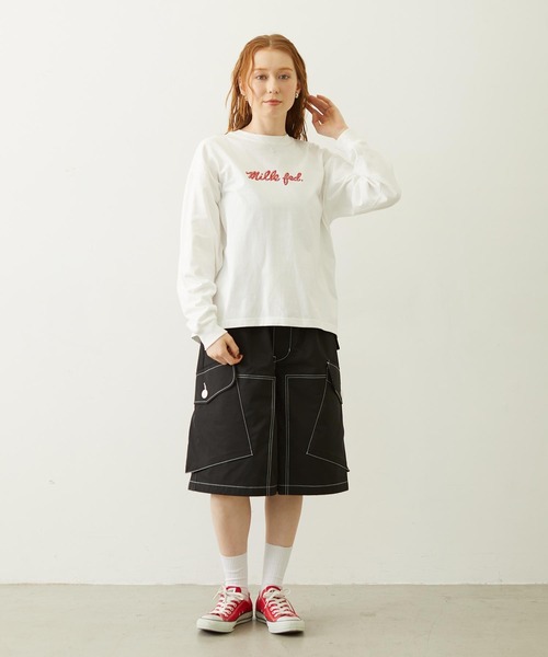 MILKFED.(ミルクフェド)の「ICING LOGO L/S TEE(Tシャツ/カットソー・レディース・ホワイト/アッシュ/ライトブルー・M/L)」の6枚目の写真