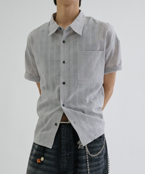 EPNK(イーピーエヌケー)の「Shadow Check Sheer Shirt / シャドーチェックシアーシャツ(シャツ/ブラウス・メンズ・ネイビー/グレー/ブラック・LARGE/MEDIUM/SMALL)」の2枚目の写真