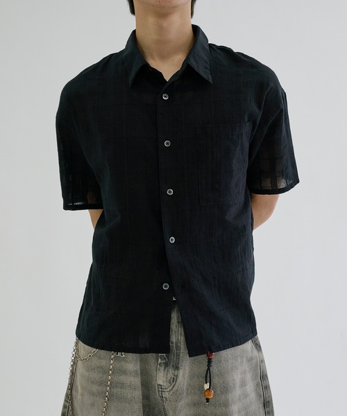 EPNK(イーピーエヌケー)の「Shadow Check Sheer Shirt / シャドーチェックシアーシャツ(シャツ/ブラウス・メンズ・ネイビー/グレー/ブラック・LARGE/MEDIUM/SMALL)」の1枚目の写真
