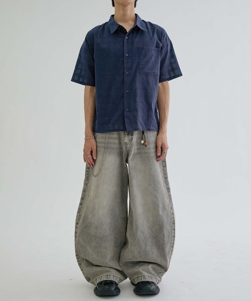 EPNK(イーピーエヌケー)の「Shadow Check Sheer Shirt / シャドーチェックシアーシャツ(シャツ/ブラウス・メンズ・ネイビー/グレー/ブラック・LARGE/MEDIUM/SMALL)」の8枚目の写真