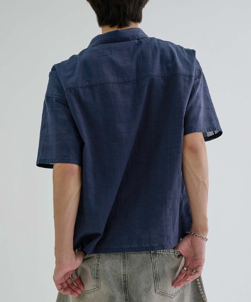 EPNK(イーピーエヌケー)の「Shadow Check Sheer Shirt / シャドーチェックシアーシャツ(シャツ/ブラウス・メンズ・ネイビー/グレー/ブラック・LARGE/MEDIUM/SMALL)」の6枚目の写真