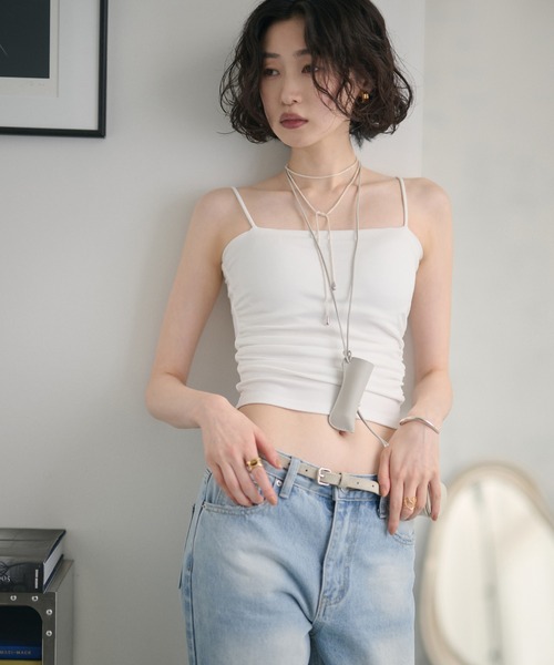 LAULEN（ローレン）の「side gather camisole / サイドギャザーキャミソール（キャミソール・レディース・アイボリー/ホワイト/ブラック・FREE）」の2枚目の写真