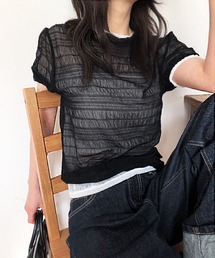 チュールギャザーTシャツ