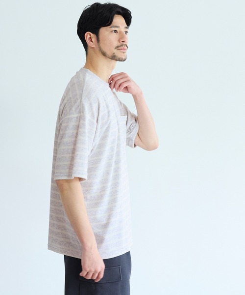 coca(coca)(コカ)の「パイル地ボーダートップス(Tシャツ/カットソー・メンズ・ライトグレー/チャコール・XL/M/L)」の14枚目の写真