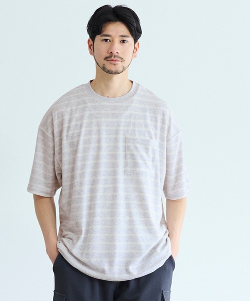coca(coca)(コカ)の「パイル地ボーダートップス(Tシャツ/カットソー・メンズ・ライトグレー/チャコール・XL/M/L)」の12枚目の写真