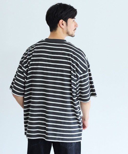 coca(coca)(コカ)の「パイル地ボーダートップス(Tシャツ/カットソー・メンズ・ライトグレー/チャコール・XL/M/L)」の8枚目の写真