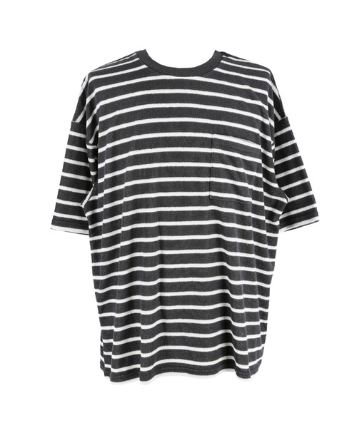 coca(coca)(コカ)の「パイル地ボーダートップス(Tシャツ/カットソー・メンズ・ライトグレー/チャコール・XL/M/L)」の5枚目の写真
