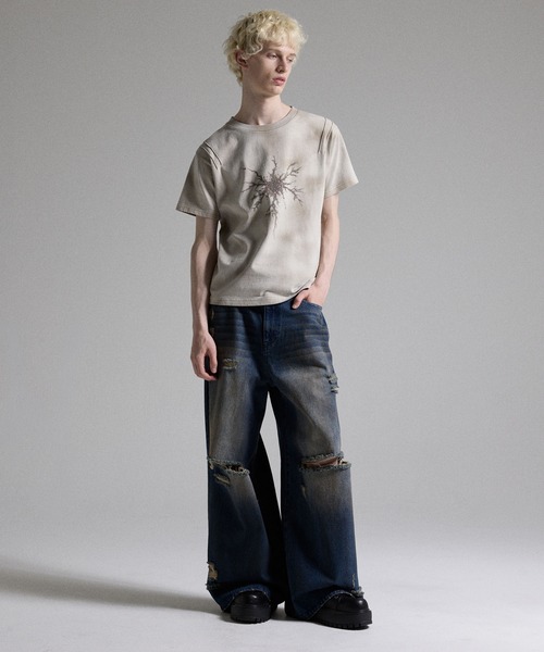 GRANCY(グランシー)の「【GRANCY】Rifted Slash Buggy Denim Pants / リフテッドスラッシュバギーデニムパンツ(デニムパンツ・メンズ・ブルー/ブラック・S/M/L)」の5枚目の写真
