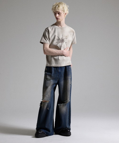 GRANCY(グランシー)の「【GRANCY】Rifted Slash Buggy Denim Pants / リフテッドスラッシュバギーデニムパンツ(デニムパンツ・メンズ・ブルー/ブラック・S/M/L)」の6枚目の写真