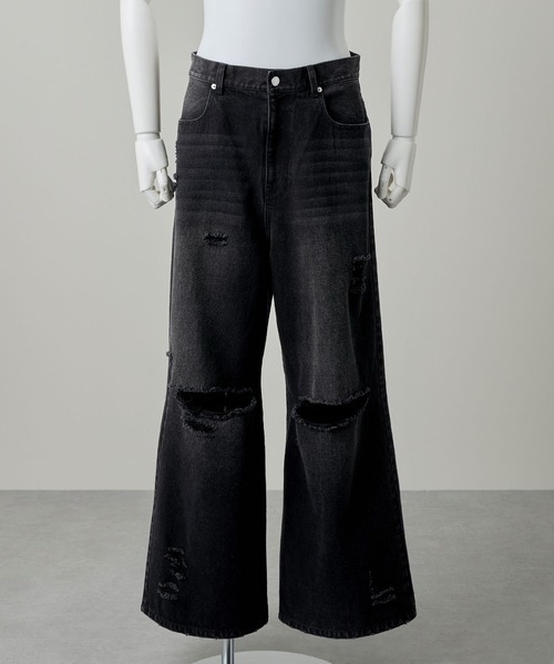 GRANCY(グランシー)の「【GRANCY】Rifted Slash Buggy Denim Pants / リフテッドスラッシュバギーデニムパンツ(デニムパンツ・メンズ・ブルー/ブラック・S/M/L)」の12枚目の写真