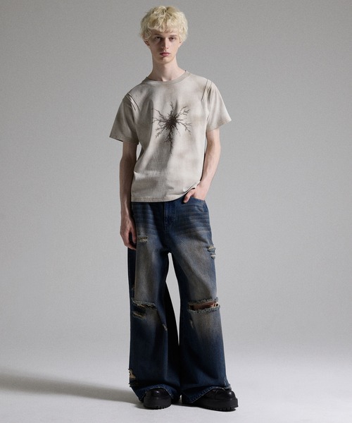 GRANCY(グランシー)の「【GRANCY】Rifted Slash Buggy Denim Pants / リフテッドスラッシュバギーデニムパンツ(デニムパンツ・メンズ・ブルー/ブラック・S/M/L)」の3枚目の写真