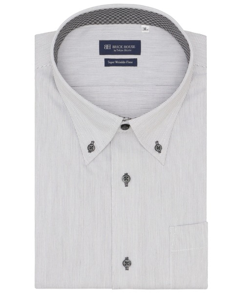 TOKYO SHIRTS(トウキョウシャツ)の「【超形態安定】【吸水速乾】 形態安定ノンアイロン ボタンダウン 半袖ビジネスワイシャツ (大きいサイズ)(ビジネスシャツ・メンズ・グレー・首回り45cm/首回り47cm)」の1枚目の写真
