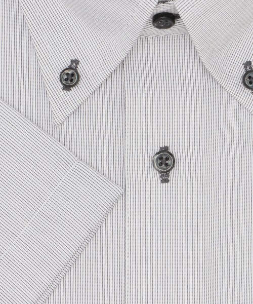 TOKYO SHIRTS(トウキョウシャツ)の「【超形態安定】【吸水速乾】 形態安定ノンアイロン ボタンダウン 半袖ビジネスワイシャツ (大きいサイズ)(ビジネスシャツ・メンズ・グレー・首回り45cm/首回り47cm)」の3枚目の写真