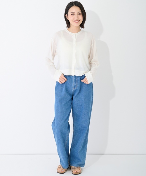 petit main LIEN(プティマインリアン)の「【親子リンク】【遮熱/速乾/冷感/UV】カーディガン(カーディガン/ボレロ・レディース・黄緑系/オフホワイト・F)」の4枚目の写真