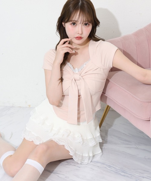 one after another NICE CLAUP(ワンアフターアナザーナイスクラップ)の「プリーツティアードミニスカート(スカート・レディース・ブラック/ホワイト系その他/オフホワイト・MEDIUM/SMALL)」の16枚目の写真