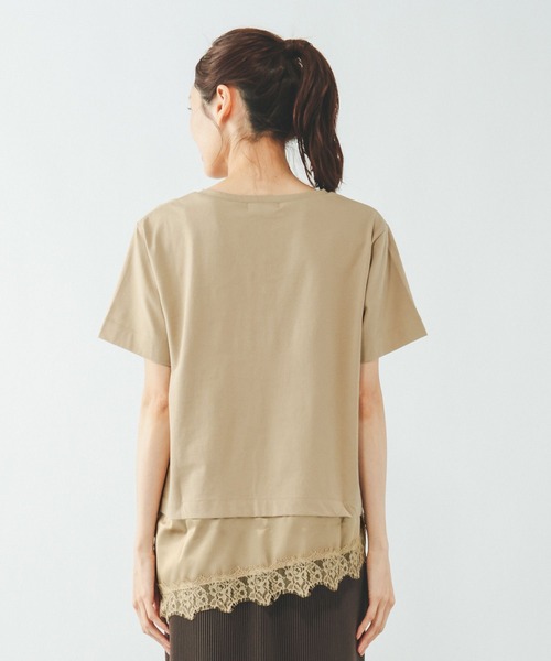 GLOBAL WORK（グローバルワーク）の「フェイクアシメヘムレースTシャツ/759899（Tシャツ/カットソー・レディース・ブラック/ベージュ/アイボリー・LARGE/MEDIUM）」の17枚目の写真
