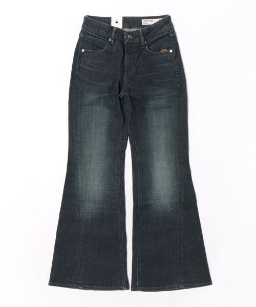 G-STAR(ジースター)の「Stevey 3D Flare Jeans/立体裁断ヴィンテージライクウォッシュ加工フレアジーンズ/ブーツカットデニムパンツ/L28(デニムパンツ・レディース・ダークインディゴブルー・24inch/25inch/26inch/27inch)」の1枚目の写真