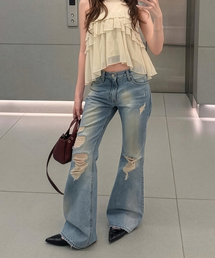 ERER（エルエル）の「Bootcut Destroyed Denim Pants Blue（デニムパンツ）」