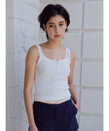 Lace dot sleeveless_dot white