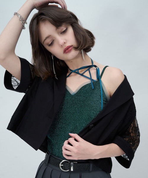 HARE(ハレ)の「Vネックカップツキキャミソール(HARE)(キャミソール・レディース・ライトブルー/ブラック×シルバー/ブルー/マルチ・FREE)」の17枚目の写真