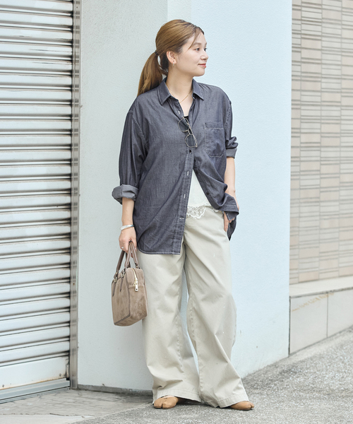 JOURNAL STANDARD(ジャーナルスタンダード)の「スーパーライトウォッシュ シャツ(シャツ/ブラウス・レディース・ブルー/ネイビー/ブラウン・FREE)」の15枚目の写真