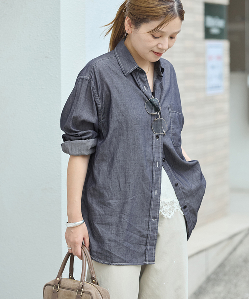 JOURNAL STANDARD(ジャーナルスタンダード)の「スーパーライトウォッシュ シャツ(シャツ/ブラウス・レディース・ブルー/ネイビー/ブラウン・FREE)」の19枚目の写真
