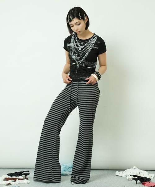sedacle girl(セダクルガール)の「ボーダーイージーパンツ(その他パンツ・レディース・チャコールグレー/グレー・MEDIUM/SMALL)」の7枚目の写真