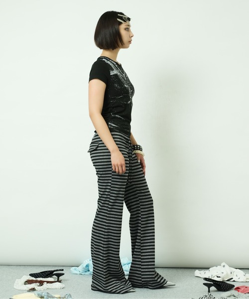 sedacle girl(セダクルガール)の「ボーダーイージーパンツ(その他パンツ・レディース・チャコールグレー/グレー・MEDIUM/SMALL)」の9枚目の写真