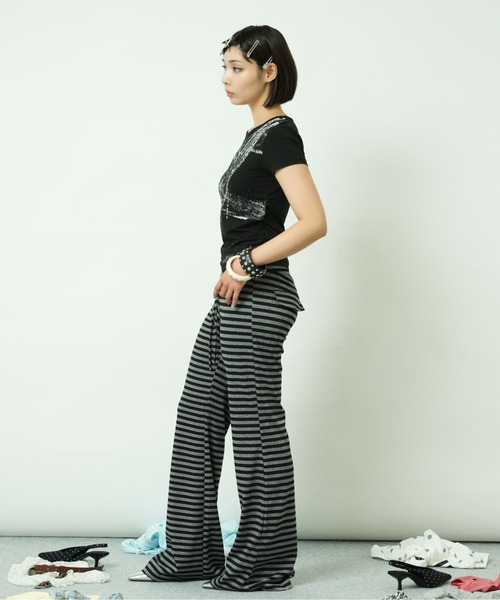 sedacle girl(セダクルガール)の「ボーダーイージーパンツ(その他パンツ・レディース・チャコールグレー/グレー・MEDIUM/SMALL)」の10枚目の写真
