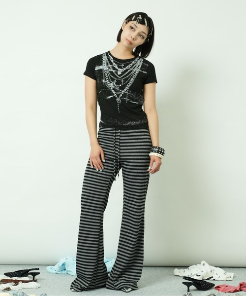 sedacle girl(セダクルガール)の「ボーダーイージーパンツ(その他パンツ・レディース・チャコールグレー/グレー・MEDIUM/SMALL)」の8枚目の写真