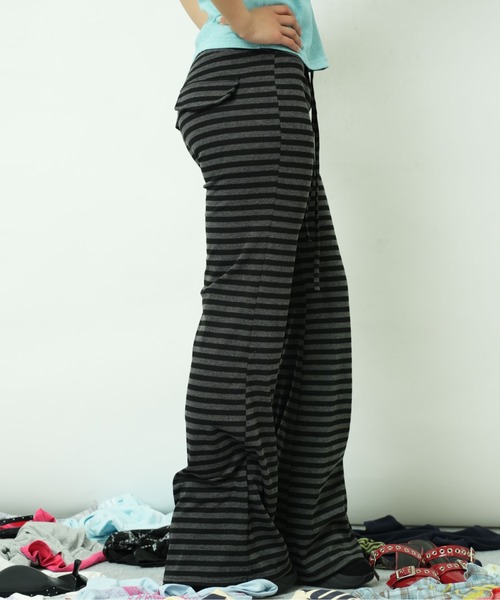 sedacle girl(セダクルガール)の「ボーダーイージーパンツ(その他パンツ・レディース・チャコールグレー/グレー・MEDIUM/SMALL)」の15枚目の写真