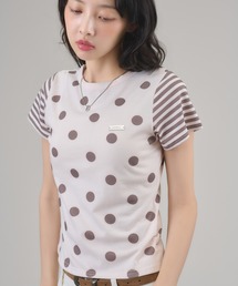 ドットソデボーダーTシャツ
