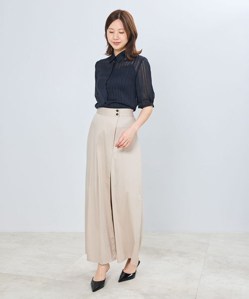 NARACAMICIE(ナラカミーチェ)の「【NARACAMICIE】サテンランダムストライプ半袖ブラウス(シャツ/ブラウス・レディース・ネイビー/ブラック/グレー・M)」の17枚目の写真