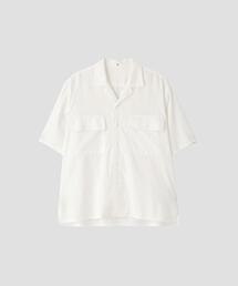 Y / ORGANIC COTTON WASHER SATIN OPEN COLLAR SHIRT