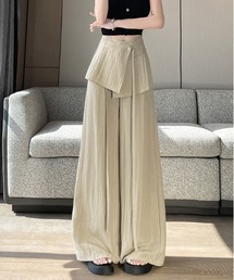 ラックスカートデザインリネンライクワイドパンツ