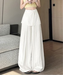 ラックスカートデザインリネンライクワイドパンツ