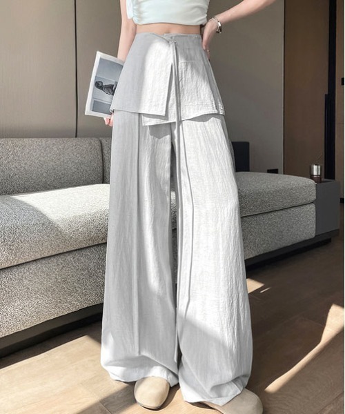 ＆soiree（アンドソワレ）の「ラックスカートデザインリネンライクワイドパンツ（その他パンツ・レディース・ブラック/ホワイト/グレー/ベージュ・SMALL/MEDIUM/LARGE/X-LARGE/X-SMALL）」の7枚目の写真