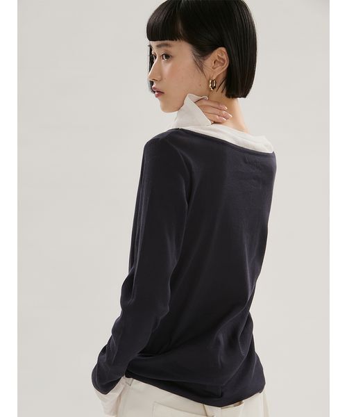 emmi(エミ)の「【emmi×PlaxTM】レイヤードデザインヘンリーネックカットソー(Tシャツ/カットソー・レディース・ネイビー/ライトブルー/ライトグレー・F)」の20枚目の写真