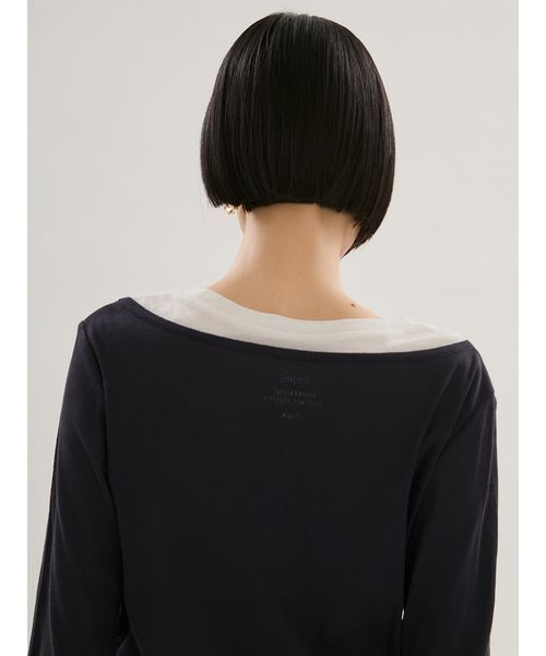 emmi(エミ)の「【emmi×PlaxTM】レイヤードデザインヘンリーネックカットソー(Tシャツ/カットソー・レディース・ネイビー/ライトブルー/ライトグレー・F)」の17枚目の写真