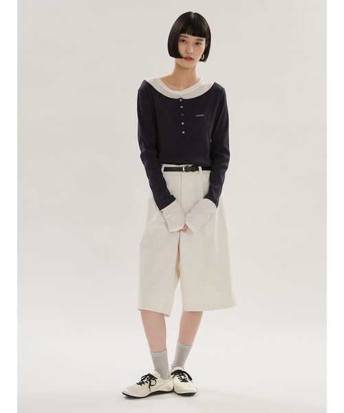 emmi(エミ)の「【emmi×PlaxTM】レイヤードデザインヘンリーネックカットソー(Tシャツ/カットソー・レディース・ネイビー/ライトブルー/ライトグレー・F)」の15枚目の写真