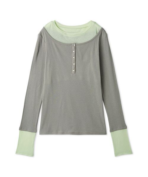 emmi(エミ)の「【emmi×PlaxTM】レイヤードデザインヘンリーネックカットソー(Tシャツ/カットソー・レディース・ネイビー/ライトブルー/ライトグレー・F)」の5枚目の写真