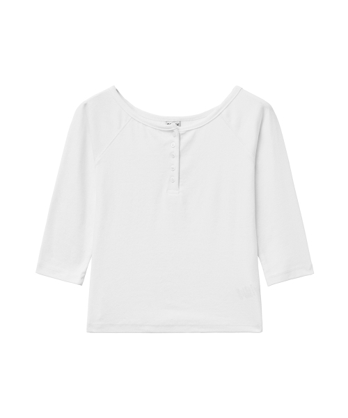 RENSE（レンセ）の「Button Henley Neck Tee White（Tシャツ/カットソー・レディース・その他・OS）」の3枚目の写真