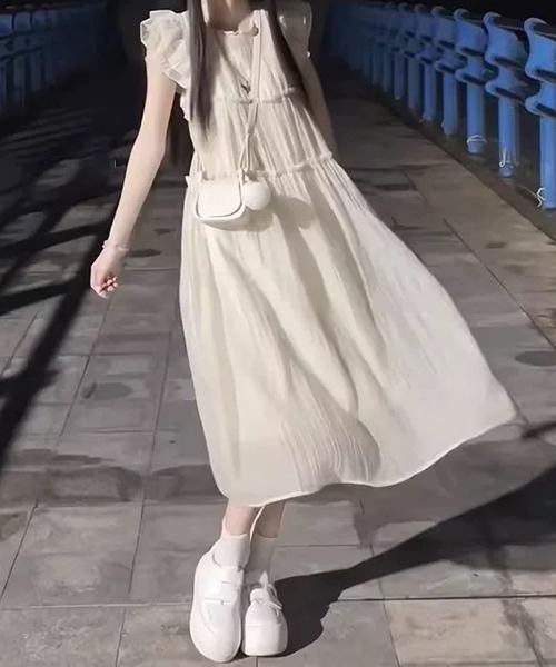 gossip!ロサンゼルス(ゴシップロサンゼルス)の「YUGA フリルスリーブ ティアードワンピース(ワンピース・レディース・オフホワイト・FREE)」の5枚目の写真